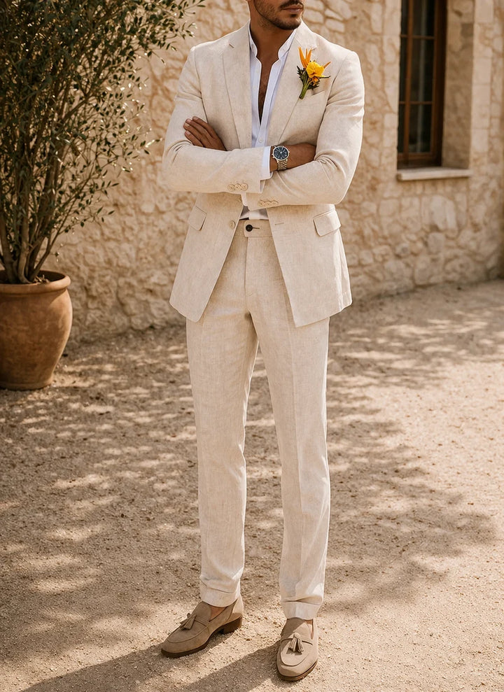 Men's Tailored Linen Suit, Two-Piece for Refined Occasions