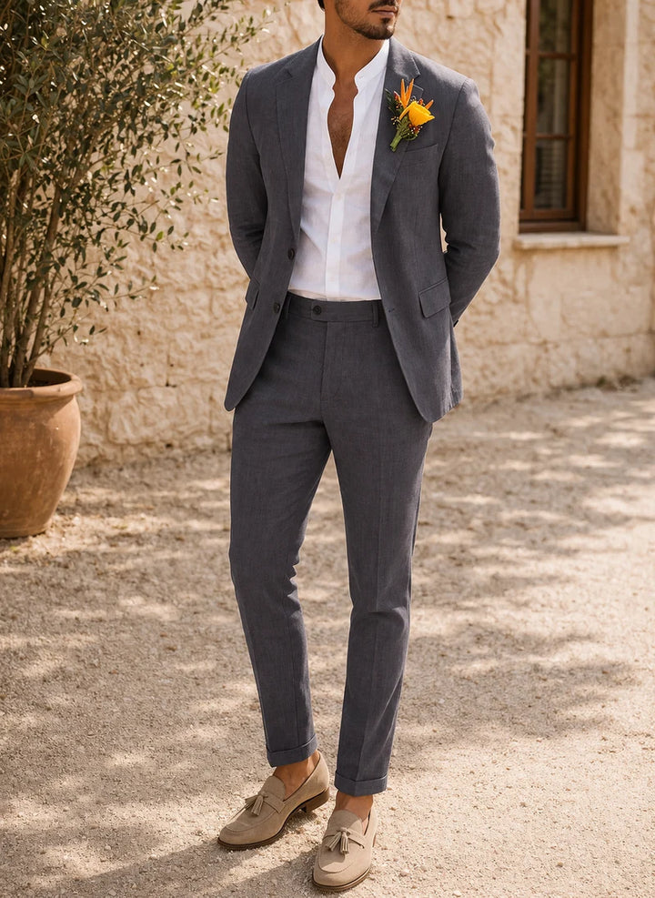 Men's Tailored Linen Suit, Two-Piece for Refined Occasions