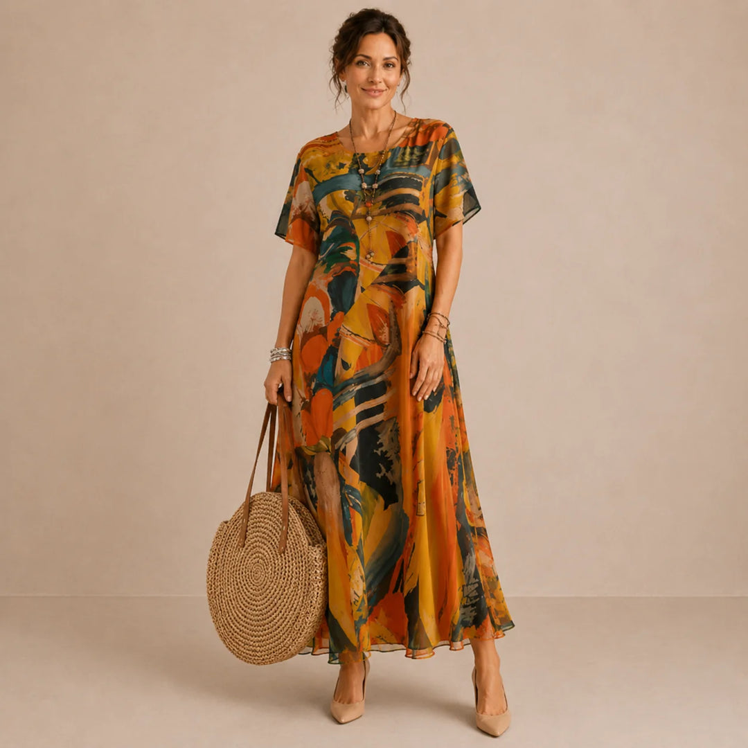 Elsa - Vestido Midi Artístico Solto