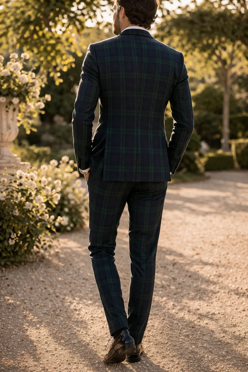 Traje De Boda De Tres Piezas Para Hombre Con Corte A Cuadros