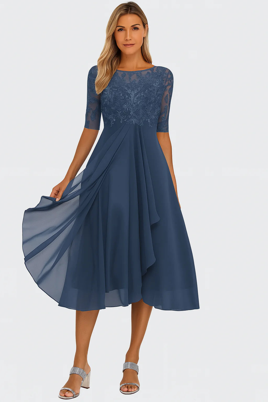 Valentina - vestido de encaje manga 3/4 para mujer