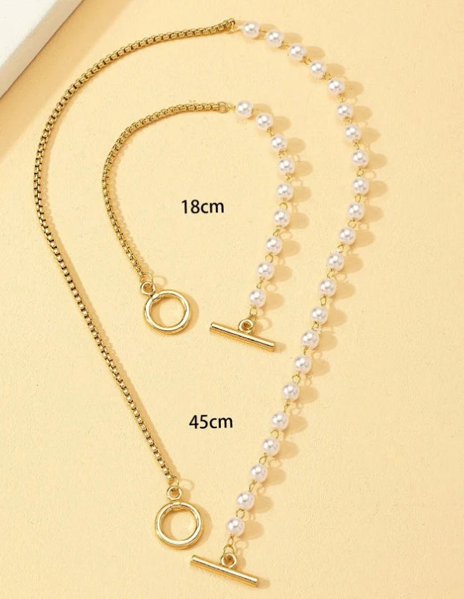 Eva | Collar y Pulsera Dorados con Perlas