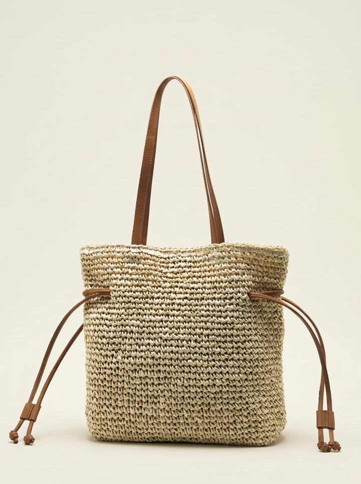 Bolso Cubo Artesanal De Paja Tejido A Mano