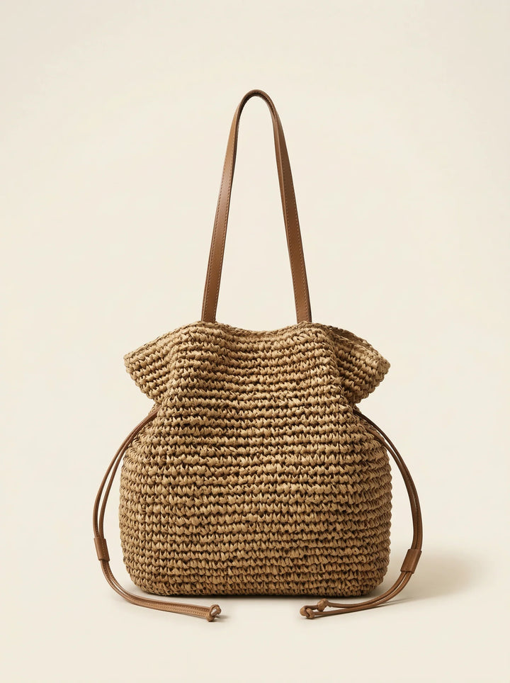 Bolso Cubo Artesanal De Paja Tejido A Mano