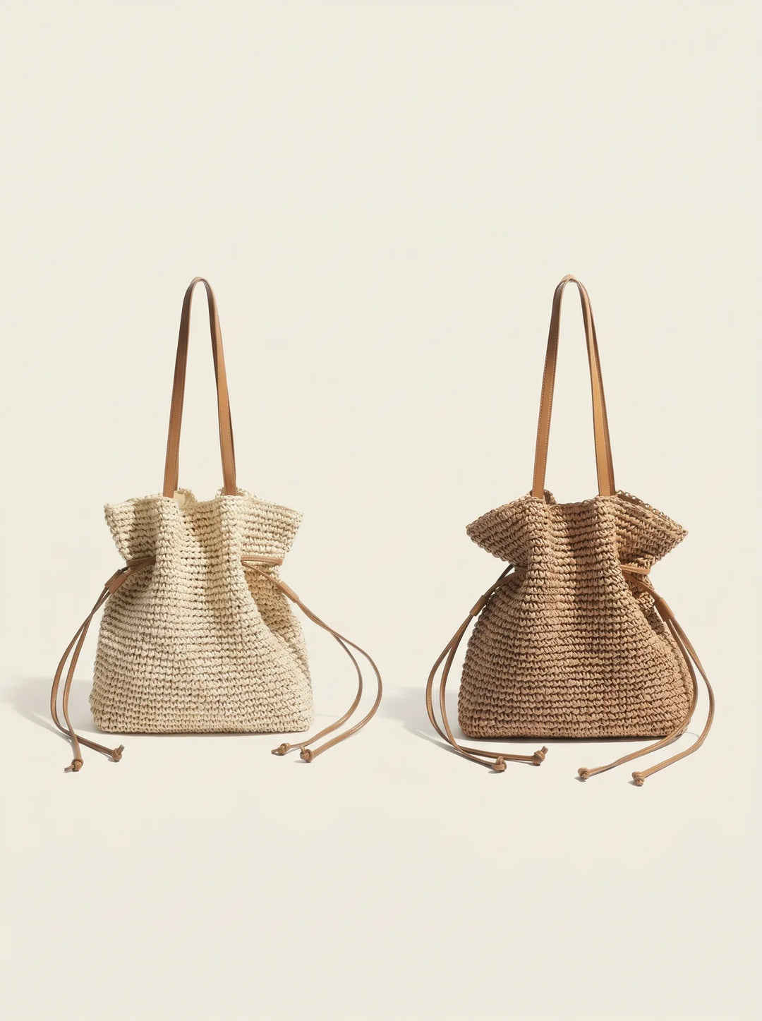 Bolso Cubo Artesanal De Paja Tejido A Mano