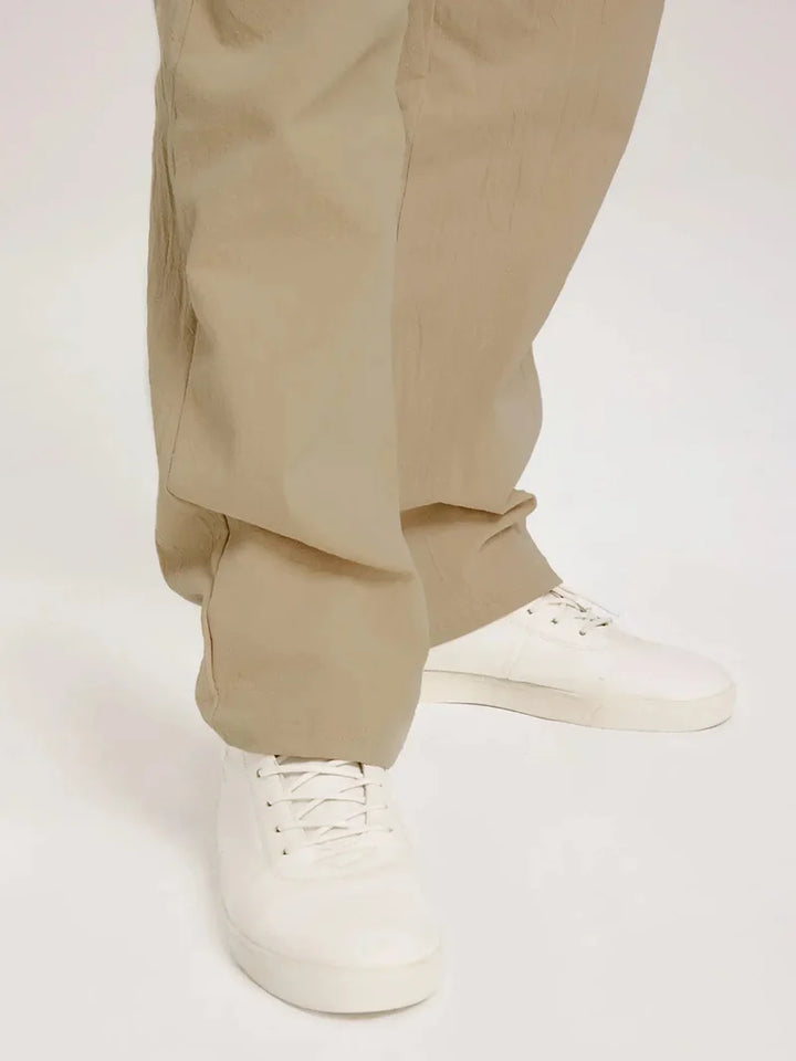 Pantalones De Lino Para Hombre Con Detalle De Botón Y Pierna Recta