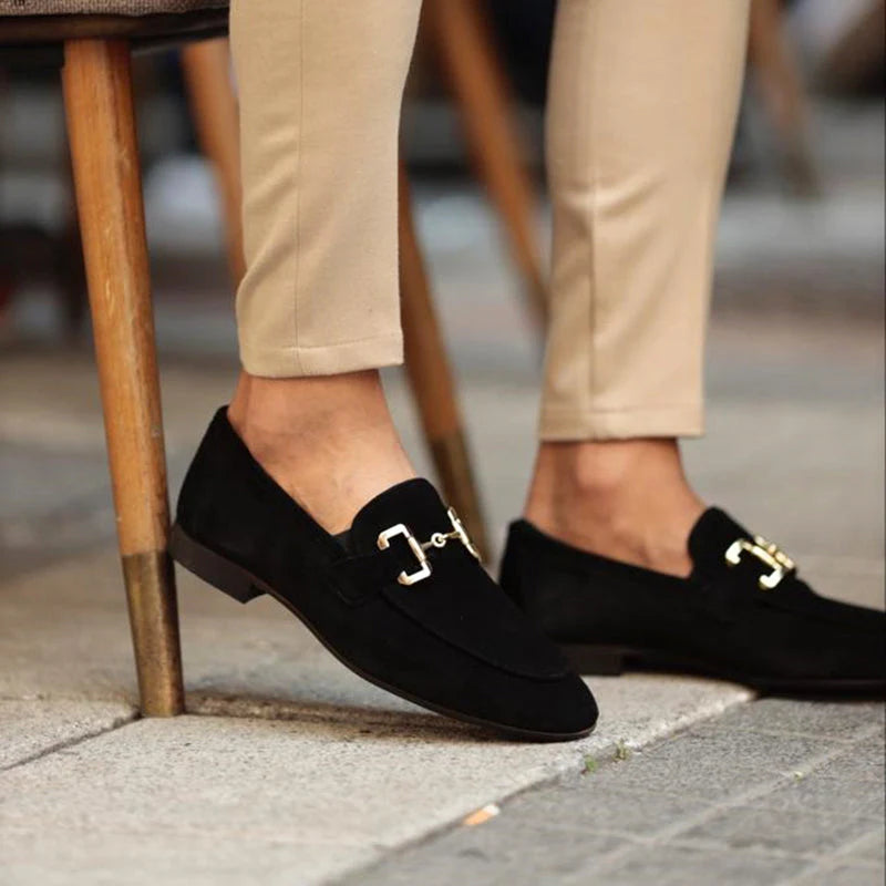 Mocasines De Ante Para Hombre Con Hebilla Horsebit