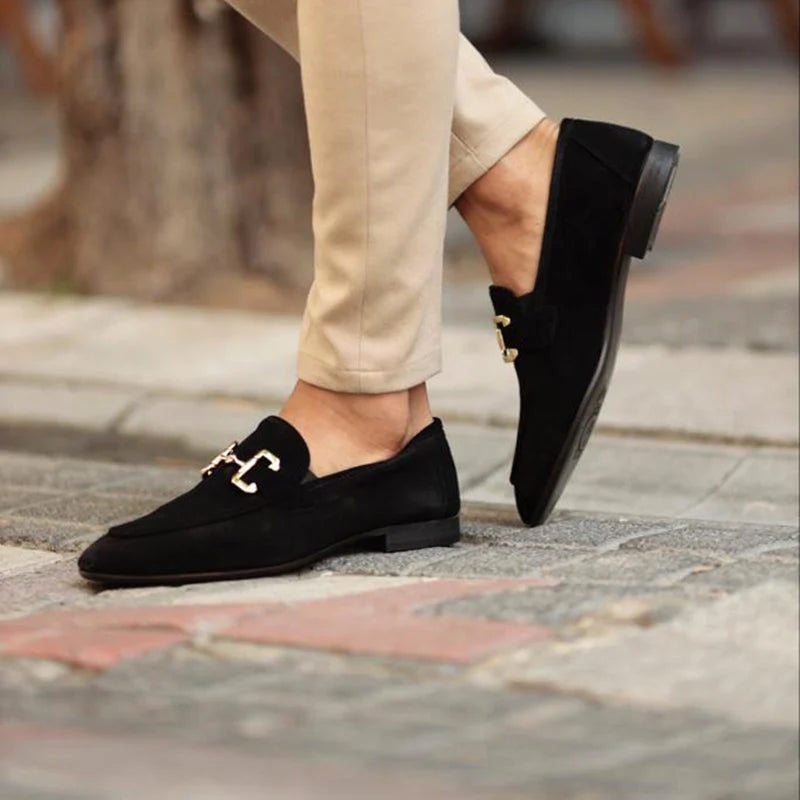 Mocasines De Ante Para Hombre Con Hebilla Horsebit
