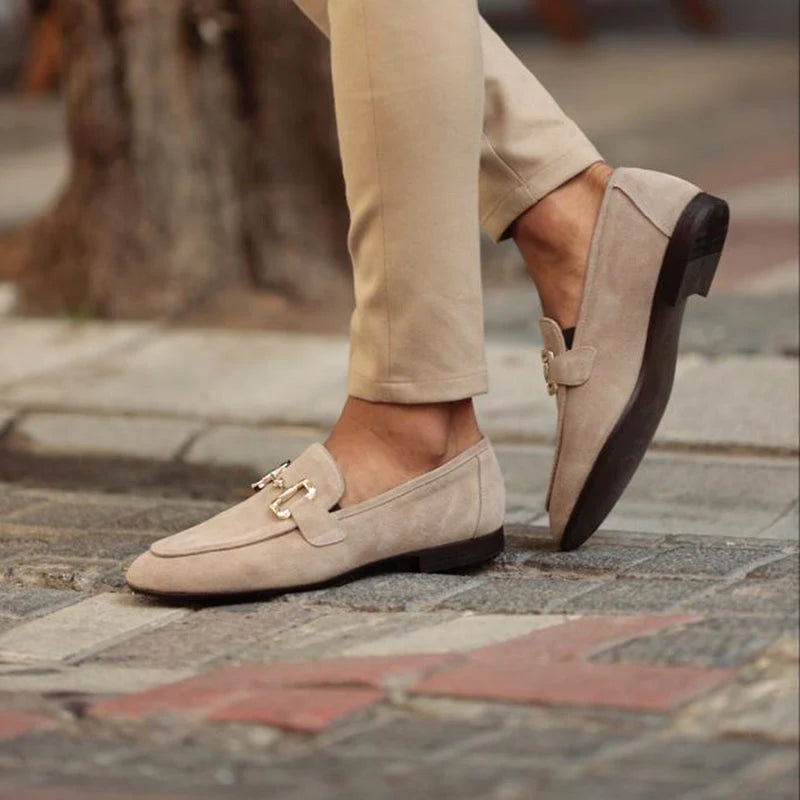 Mocasines De Ante Para Hombre Con Hebilla Horsebit