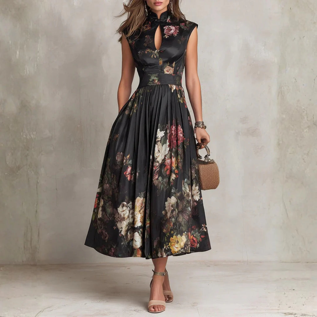 ELSA - VESTIDO MIDI PLISADO CON PATRÓN FLORAL