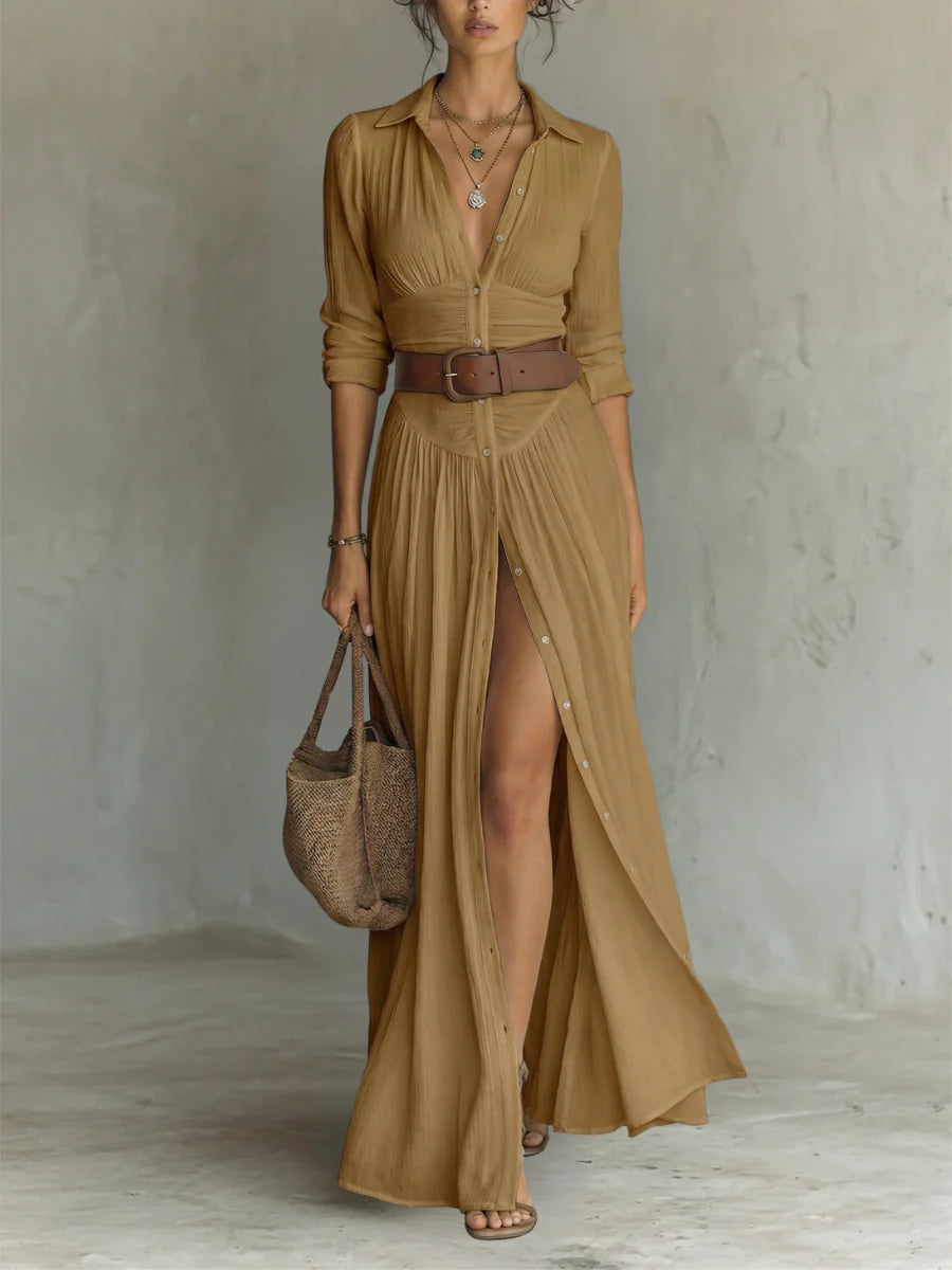 Maria - Vestido Maxi de Linho