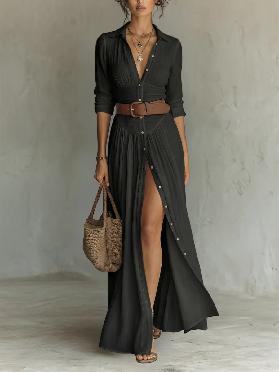 Maria - Vestido Maxi de Linho
