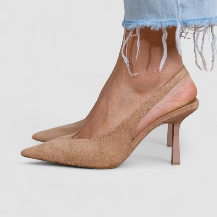 Marlena - Sapatos Slingback Nude Com Salto Fino