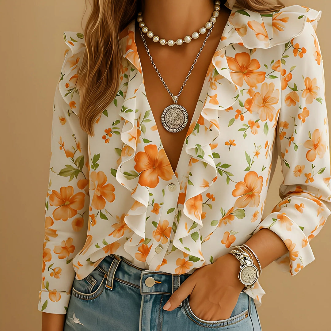 Aleida | blusa manga larga con volantes