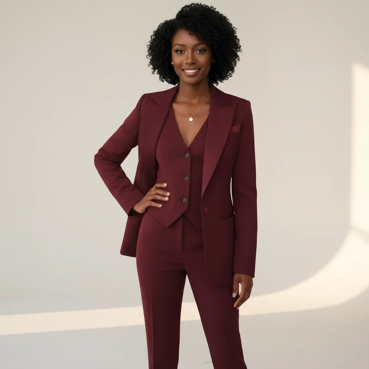 Conjunto De Três Peças Para Mulher - Blazer, Colete E Calças
