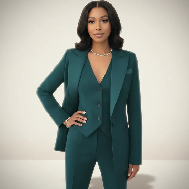 Conjunto De Três Peças Para Mulher - Blazer, Colete E Calças