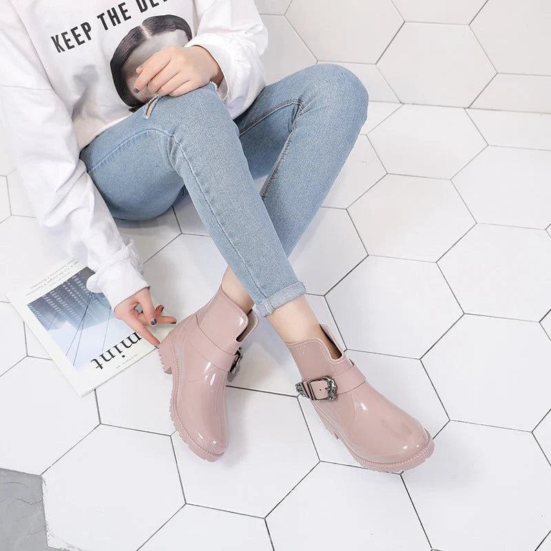 Botas De Caña Corta Brillantes Para Mujer Con Detalle De Hebilla