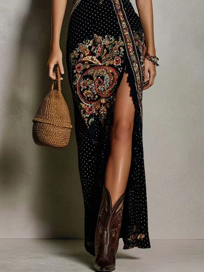 Dalila | Vestido Maxi Estampado Con Abertura
