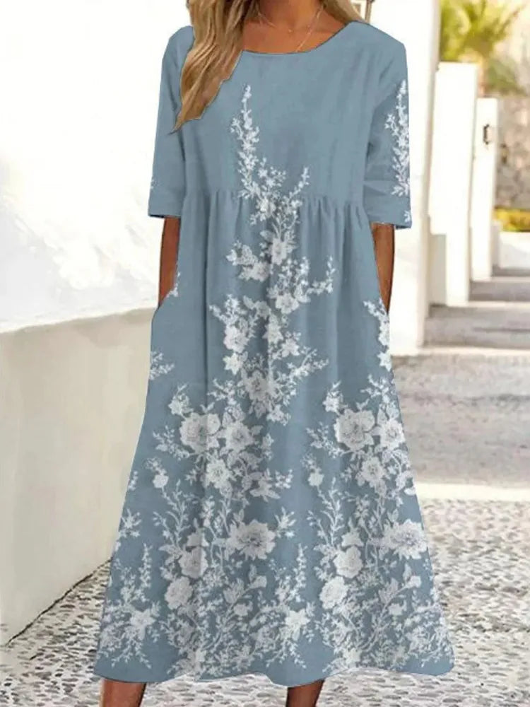 Vestido Retro Con Estampado Floral Para Mujer