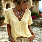- TOP FLORAL Y ENCAJE CUELLO V