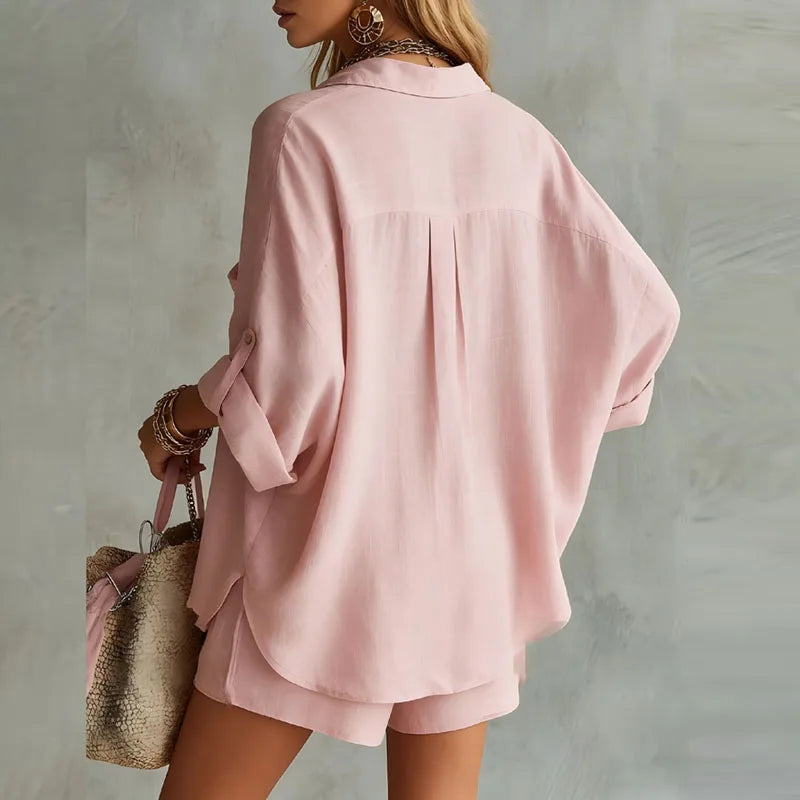 Draped Shirt & Relaxed Shorts Resort Set