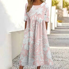 Vestido Retro con Estampado Floral de Manga Corta