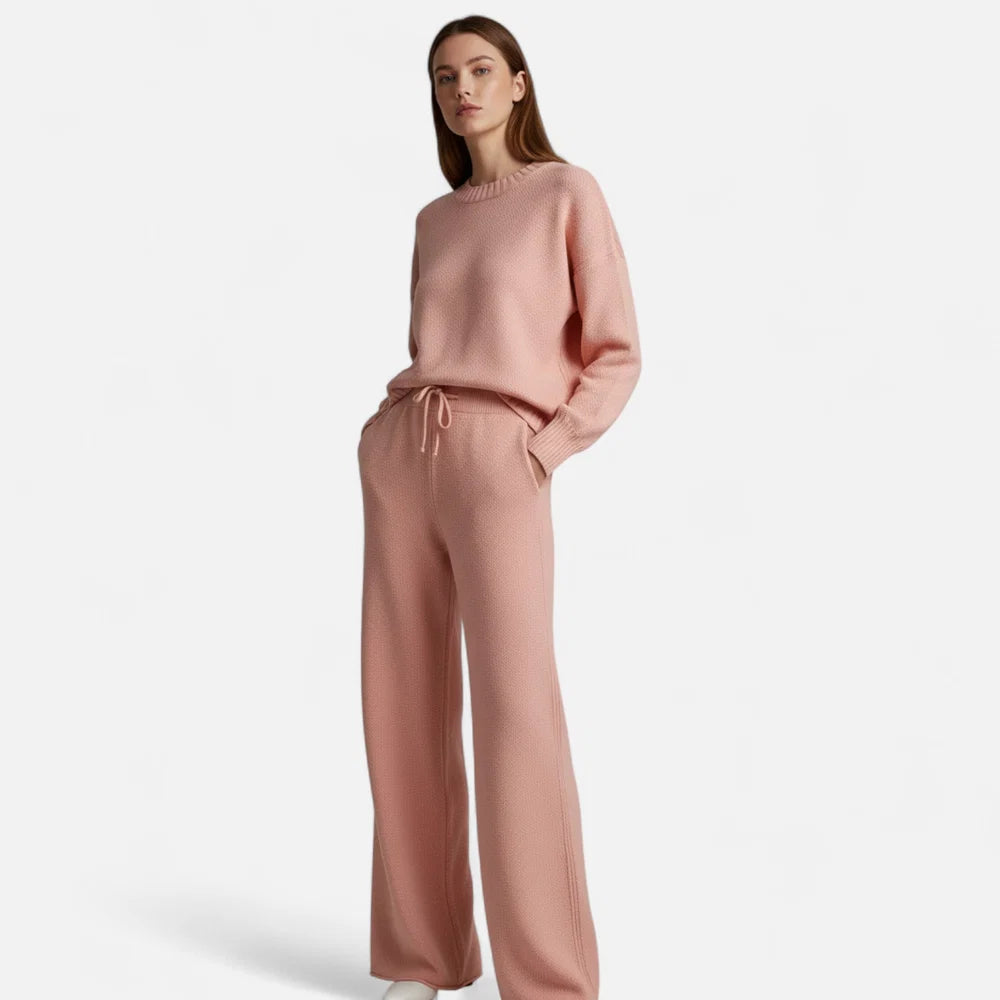 Natalia - Conjunto De Jersey De Punto Y Pantalón De Pierna Ancha Para Mujer