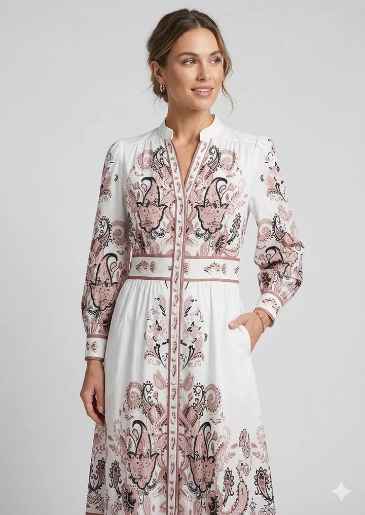 Vestido Maxi Floral Inspirado En Heidi, Con Escote En V Y Mangas Largas, Para Ocasiones Festivas