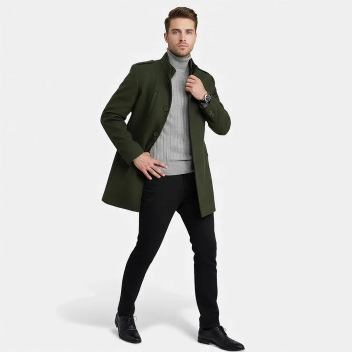 Matteo | Abrigo De Lana Para Hombre, Longitud Media Con Cremallera