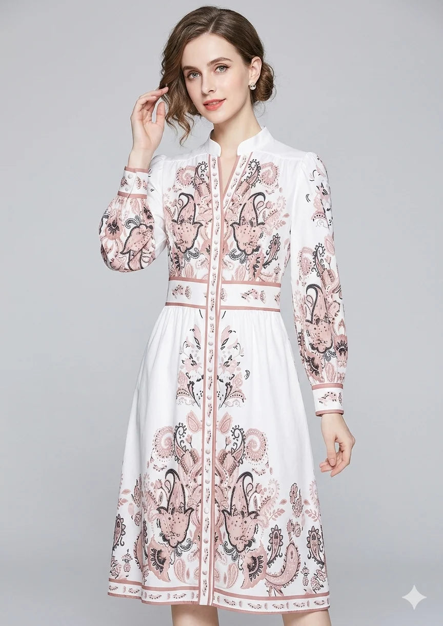 Vestido Maxi Floral Inspirado En Heidi, Con Escote En V Y Mangas Largas, Para Ocasiones Festivas
