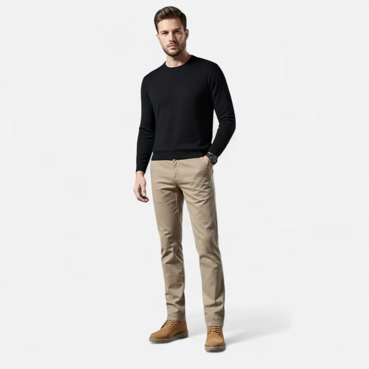 Valmonti | Pantalones Para Hombre - Elegancia Tailored De Algodón Pierna Recta