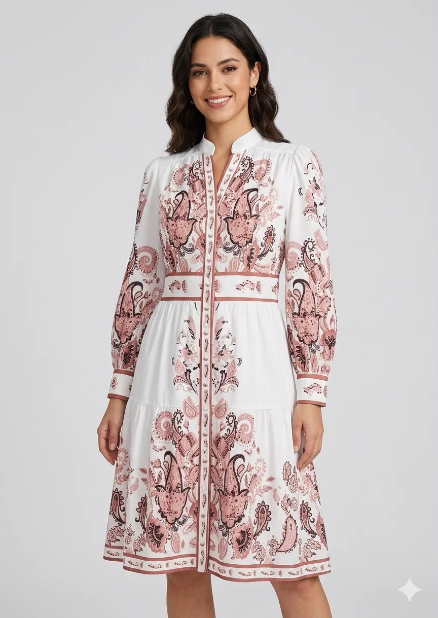 Vestido Maxi Floral Inspirado En Heidi, Con Escote En V Y Mangas Largas, Para Ocasiones Festivas