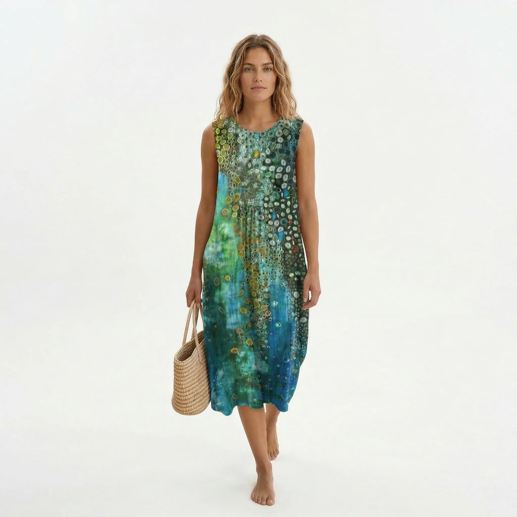 Victoria - vestido midi estampado sin mangas