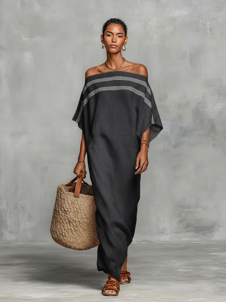 Amelia - vestido maxi femenino minimalista en lino