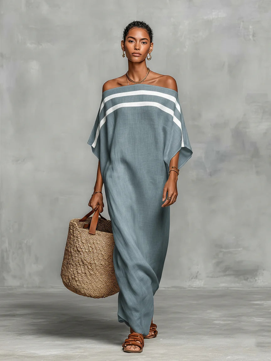 Amelia - vestido maxi femenino minimalista en lino