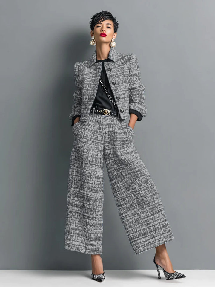 Two-Piece Textured Pant Suit