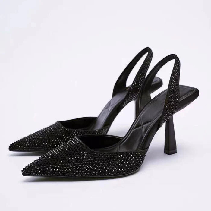 Zapatos De Tacón Alto Con Slingback Y Detalles Embellecidos Para Mujer