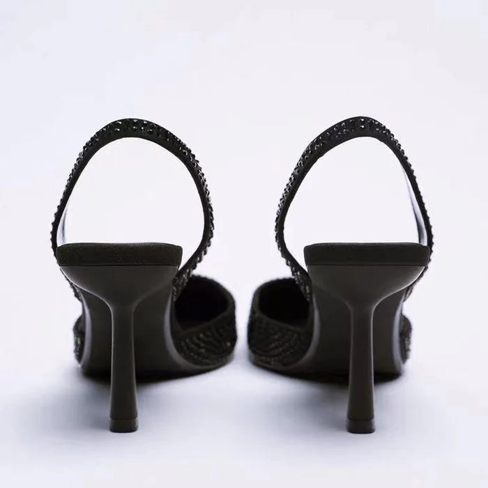 Zapatos De Tacón Alto Con Slingback Y Detalles Embellecidos Para Mujer