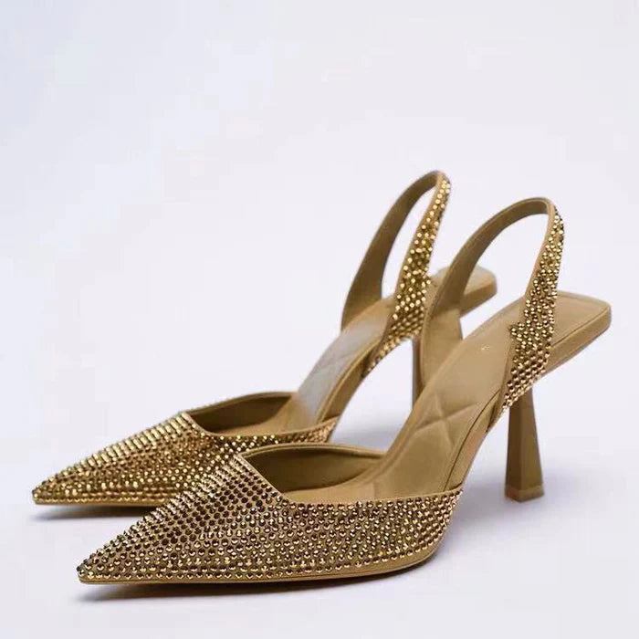 Zapatos De Tacón Alto Con Slingback Y Detalles Embellecidos Para Mujer
