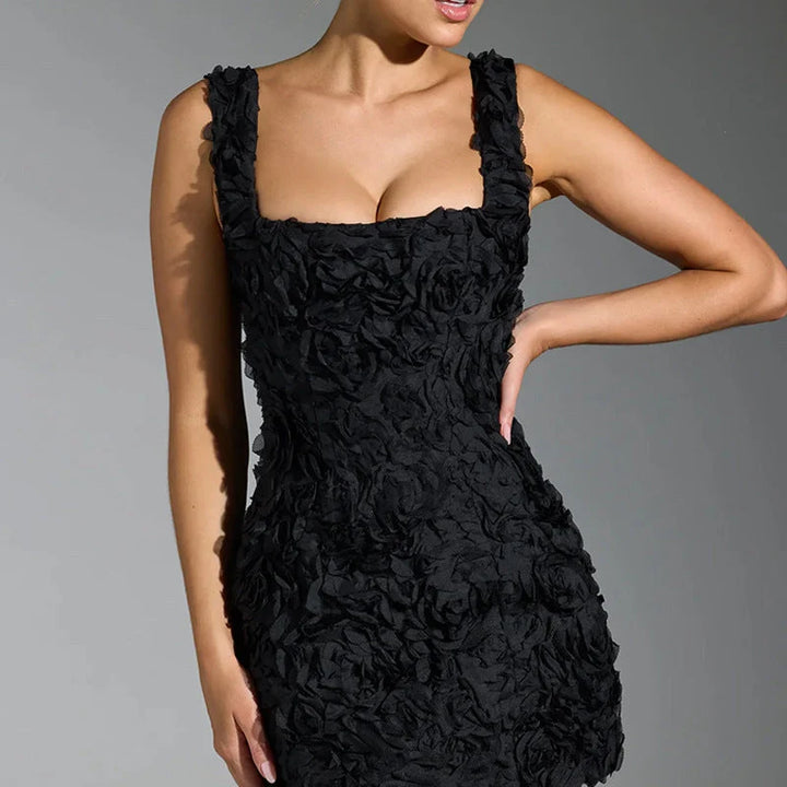 Vestido Mini Con Estampado Floral, Escote Cuadrado Y Detalle Llamativo Para Mujer
