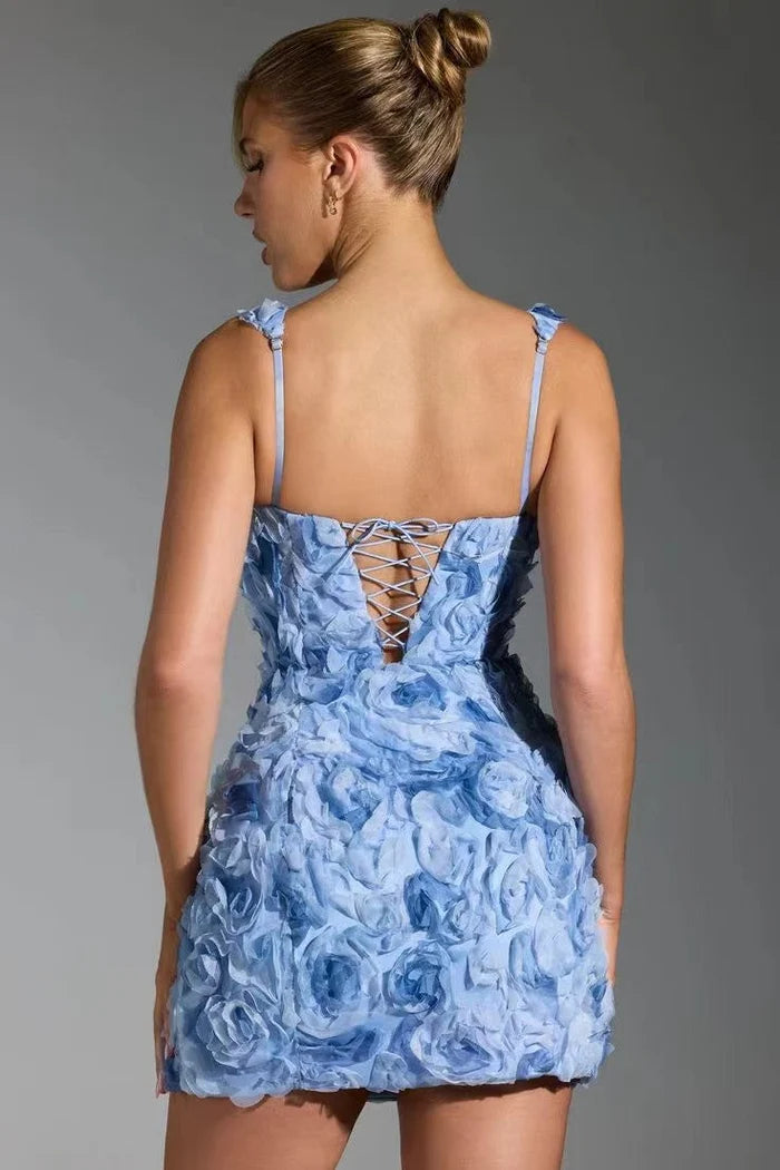 Vestido Mini Con Estampado Floral, Escote Cuadrado Y Detalle Llamativo Para Mujer