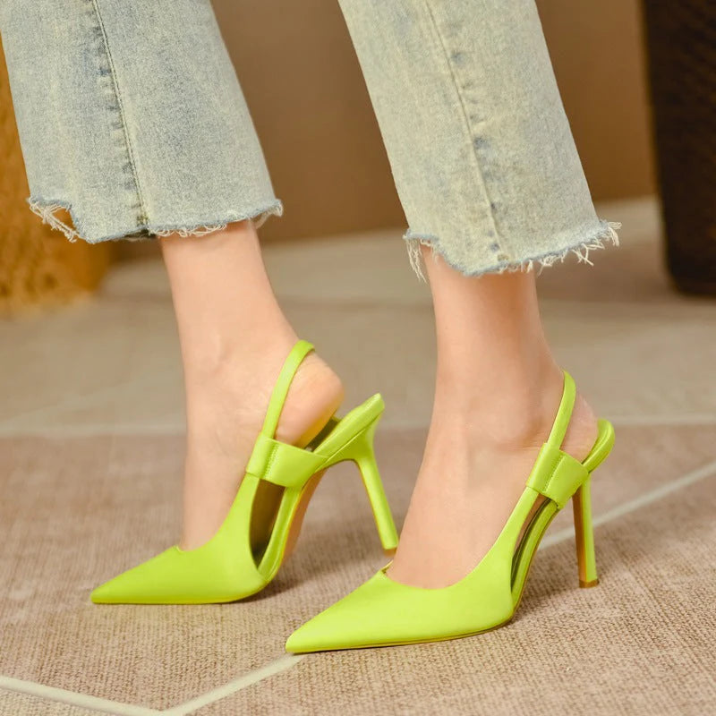 Zapatos De Tacón Stiletto Fino Con Slingback Y Puntera En Pico Para Mujer