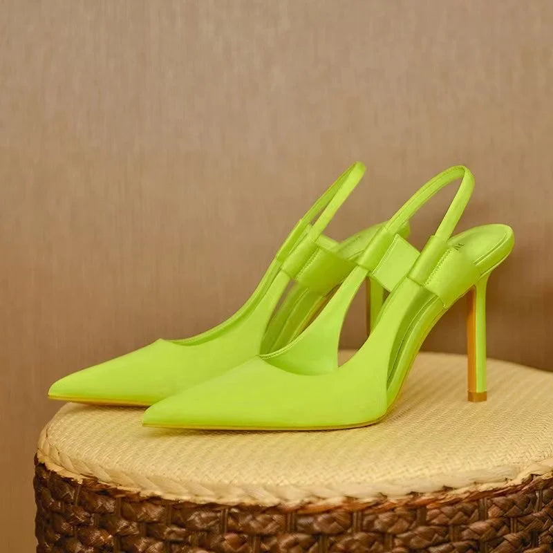 Zapatos De Tacón Stiletto Fino Con Slingback Y Puntera En Pico Para Mujer