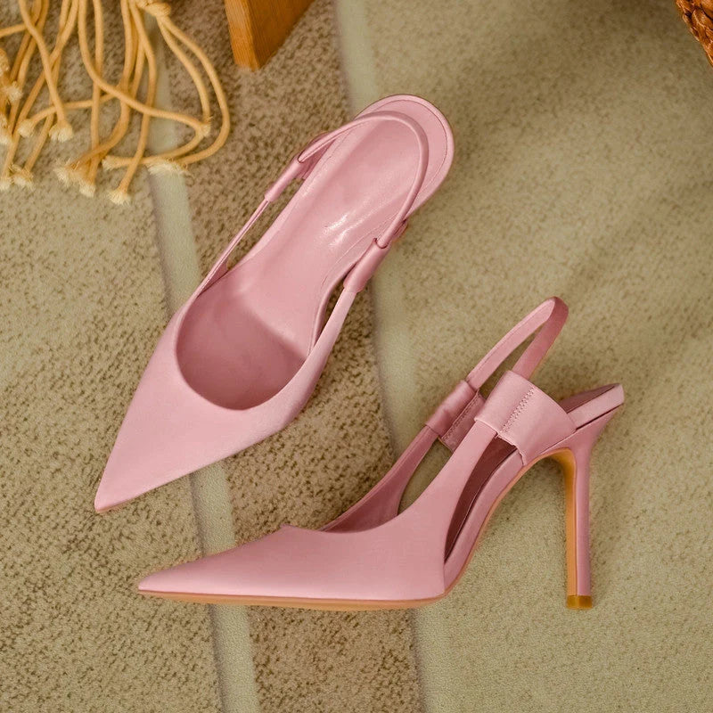 Zapatos De Tacón Stiletto Fino Con Slingback Y Puntera En Pico Para Mujer