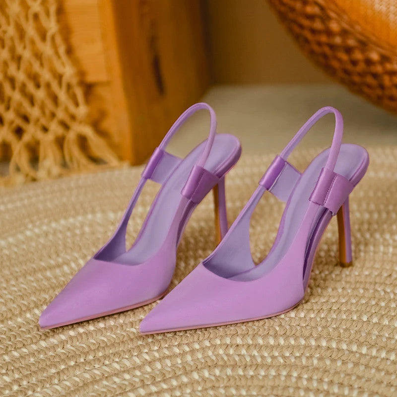 Zapatos De Tacón Stiletto Fino Con Slingback Y Puntera En Pico Para Mujer