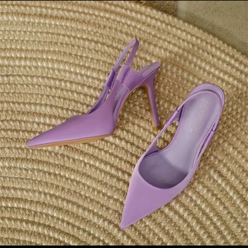 Zapatos De Tacón Stiletto Fino Con Slingback Y Puntera En Pico Para Mujer