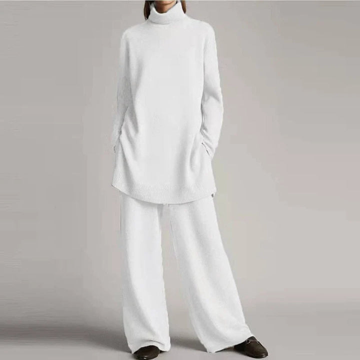 Teresa - Conjunto De Cuello Alto Relajado Con Pantalón Ancho De Algodón