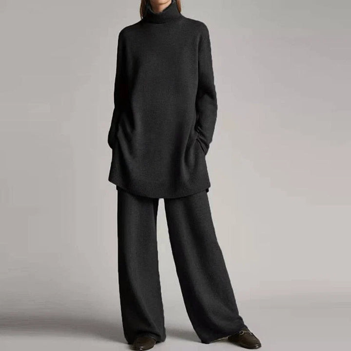Teresa - Conjunto De Cuello Alto Relajado Con Pantalón Ancho De Algodón