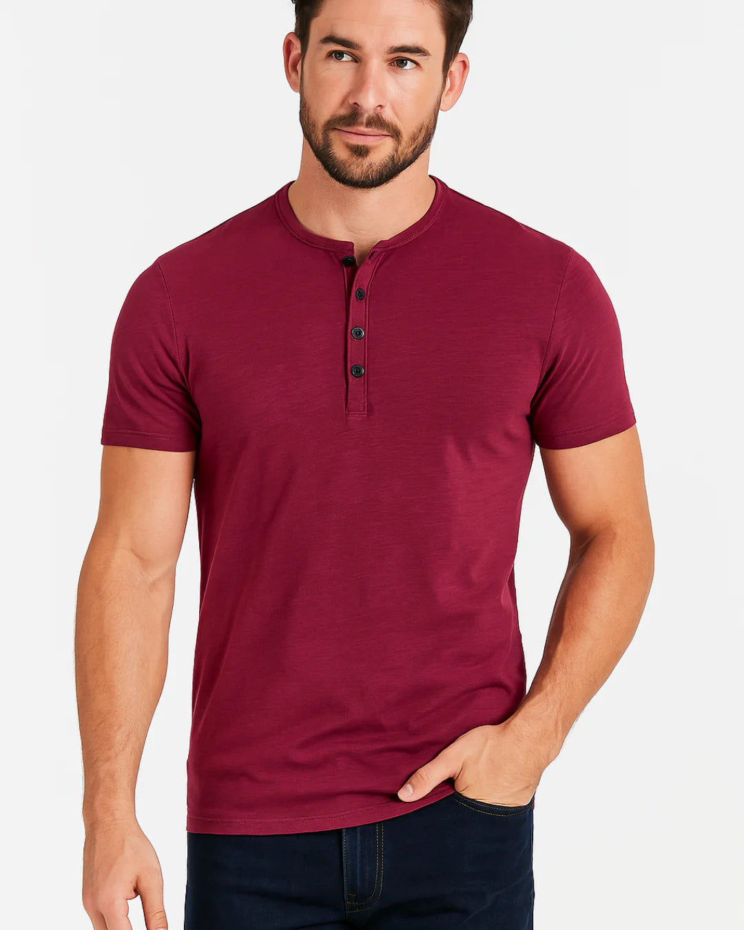 Camisa Henley - Gola Com Botões