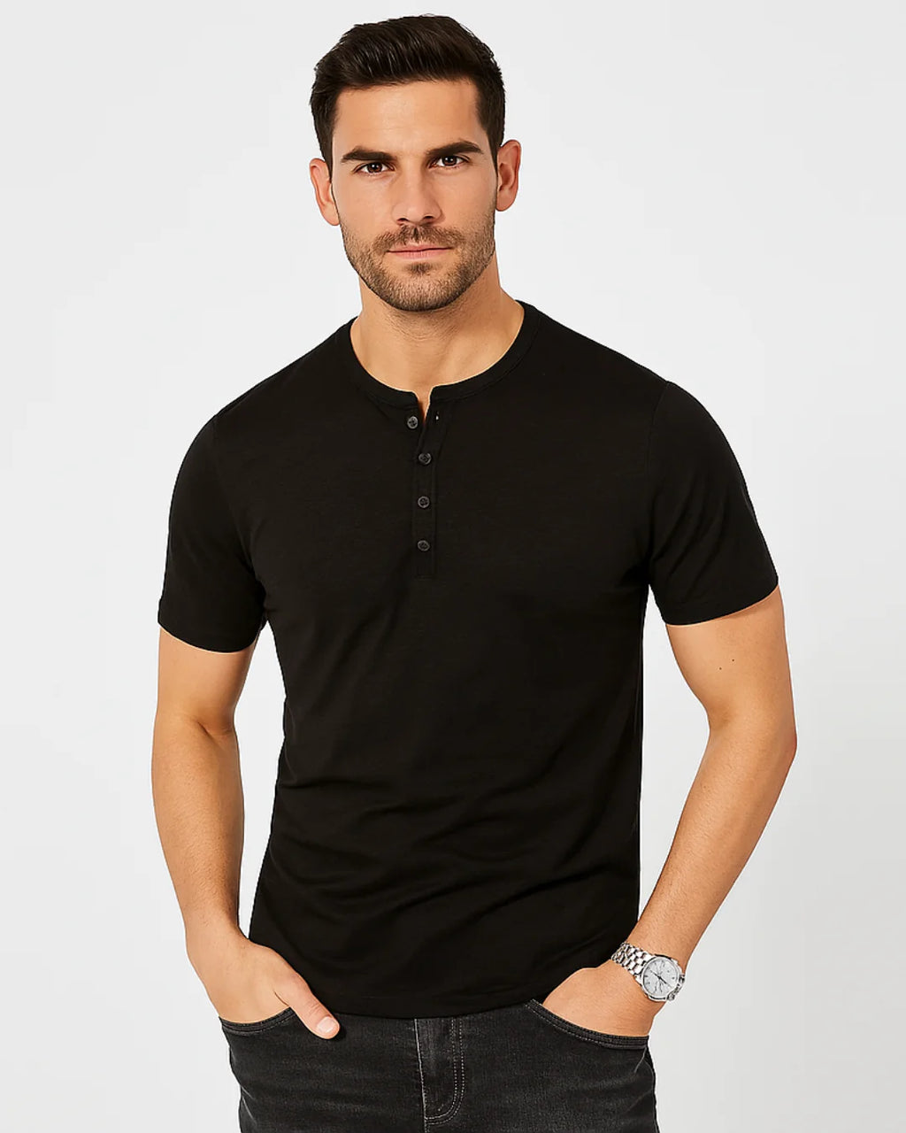 Camisa Henley - Cuello con Botones
